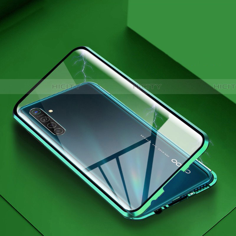 Funda Bumper Lujo Marco de Aluminio Espejo 360 Grados Carcasa para Oppo K5 Verde