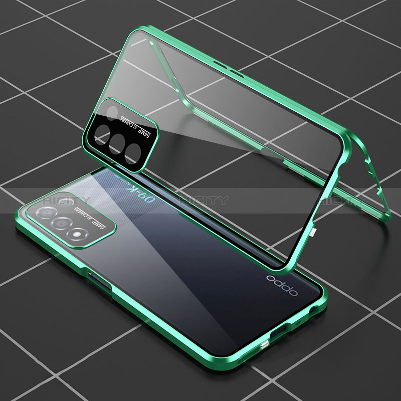 Funda Bumper Lujo Marco de Aluminio Espejo 360 Grados Carcasa para Oppo K9S 5G Verde