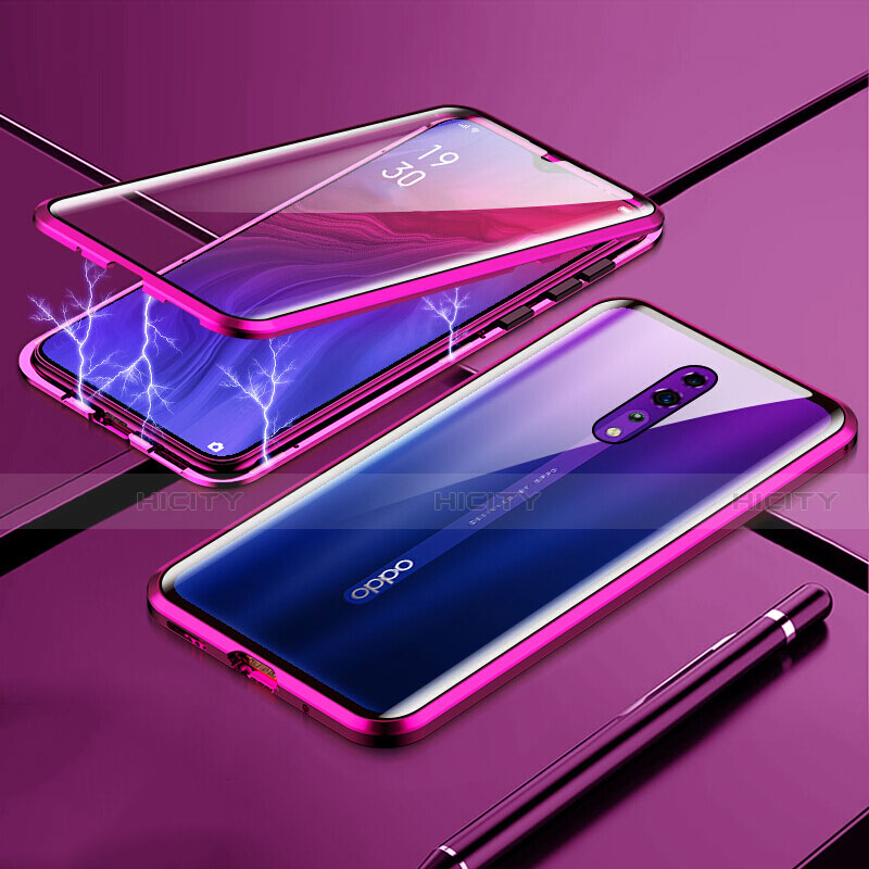 Funda Bumper Lujo Marco de Aluminio Espejo 360 Grados Carcasa para Oppo Reno Z Morado