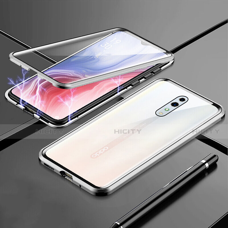 Funda Bumper Lujo Marco de Aluminio Espejo 360 Grados Carcasa para Oppo Reno Z Plata