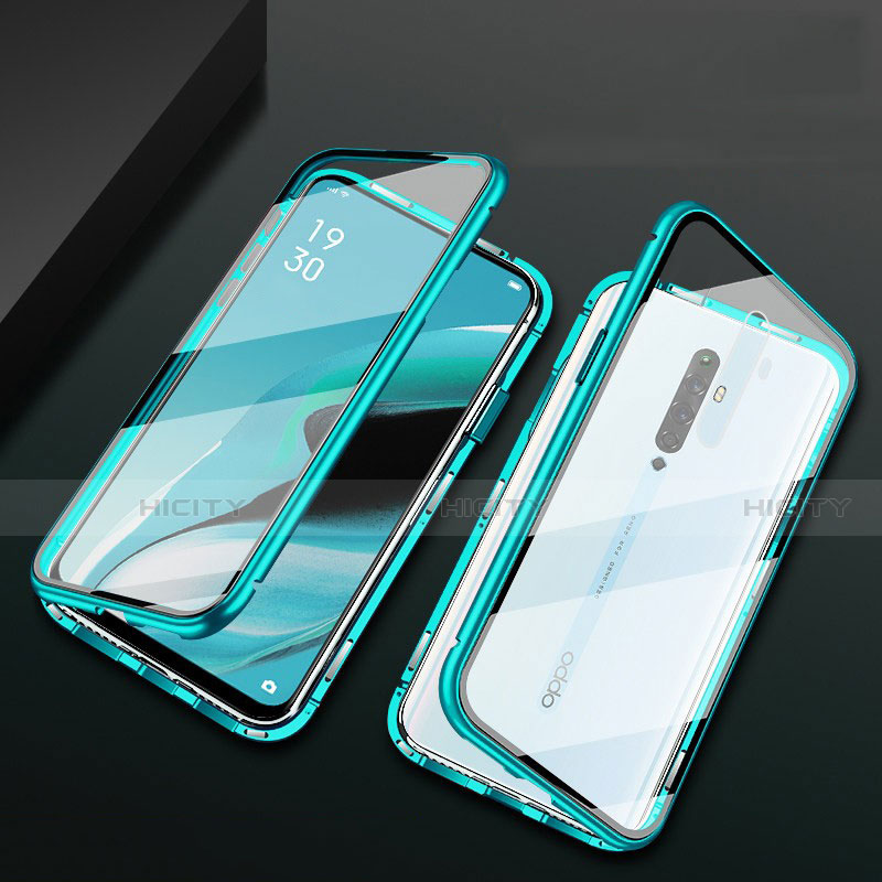 Funda Bumper Lujo Marco de Aluminio Espejo 360 Grados Carcasa para Oppo Reno2 Z Verde