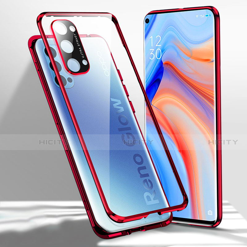 Funda Bumper Lujo Marco de Aluminio Espejo 360 Grados Carcasa para Oppo Reno4 5G