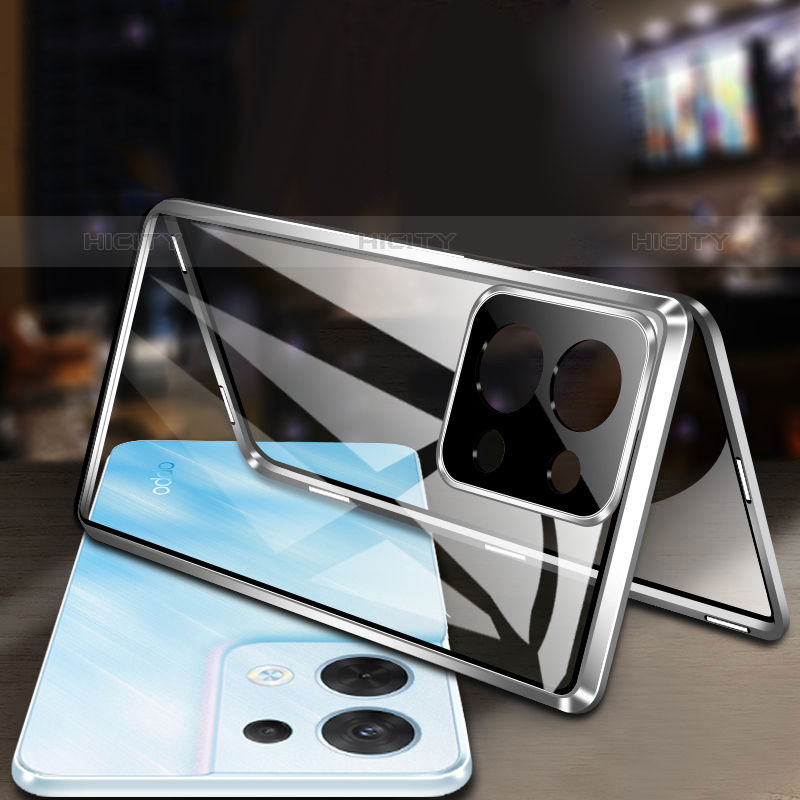 Funda Bumper Lujo Marco de Aluminio Espejo 360 Grados Carcasa para Oppo Reno8 Pro+ Plus 5G