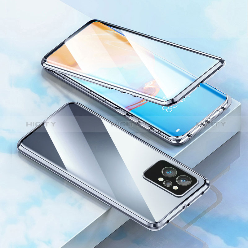 Funda Bumper Lujo Marco de Aluminio Espejo 360 Grados Carcasa para Realme GT Neo 3T 5G Plata