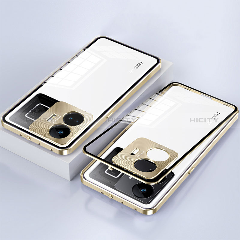 Funda Bumper Lujo Marco de Aluminio Espejo 360 Grados Carcasa para Realme GT Neo5 5G Oro