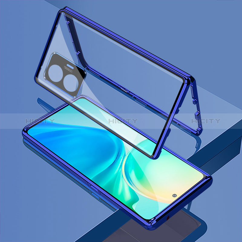 Funda Bumper Lujo Marco de Aluminio Espejo 360 Grados Carcasa para Realme GT Neo5 SE 5G Azul