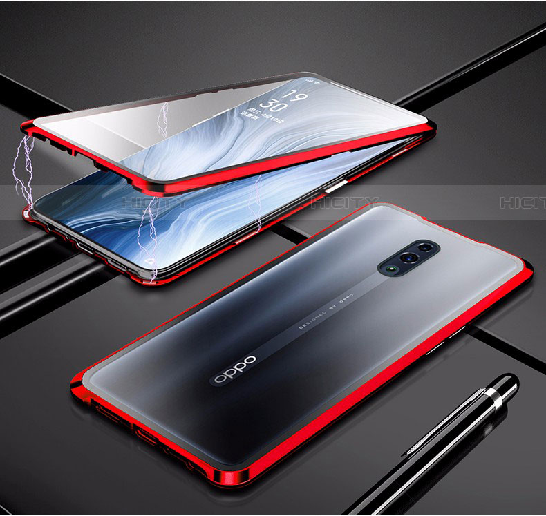 Funda Bumper Lujo Marco de Aluminio Espejo 360 Grados Carcasa para Realme X Rojo