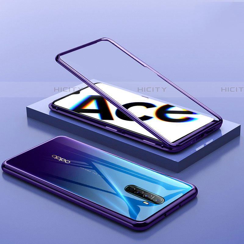 Funda Bumper Lujo Marco de Aluminio Espejo 360 Grados Carcasa para Realme X2 Pro Morado