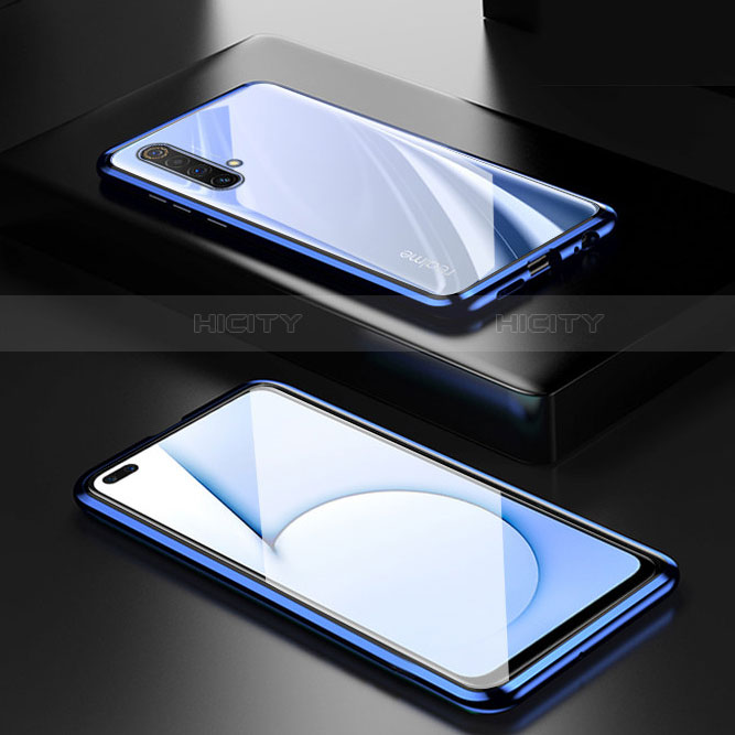 Funda Bumper Lujo Marco de Aluminio Espejo 360 Grados Carcasa para Realme X50 Pro 5G Azul