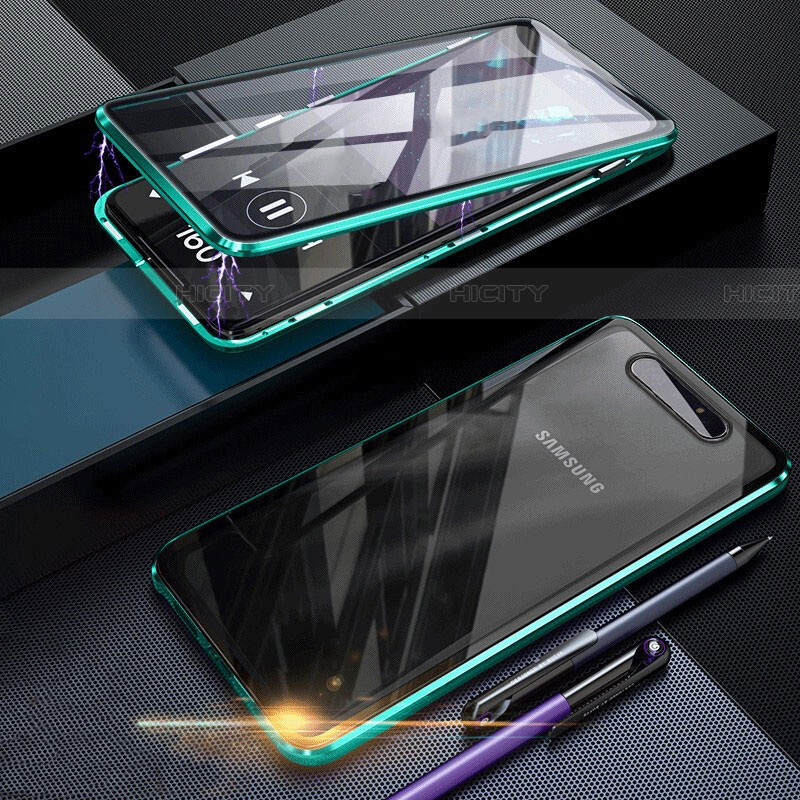 Funda Bumper Lujo Marco de Aluminio Espejo 360 Grados Carcasa para Samsung Galaxy A90 4G Verde