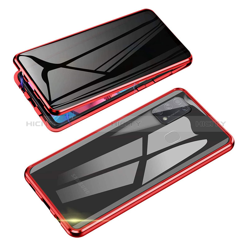 Funda Bumper Lujo Marco de Aluminio Espejo 360 Grados Carcasa para Samsung Galaxy M30s Rojo