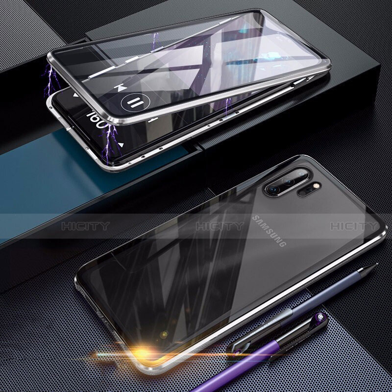 Funda Bumper Lujo Marco de Aluminio Espejo 360 Grados Carcasa para Samsung Galaxy Note 10 Plus Plata