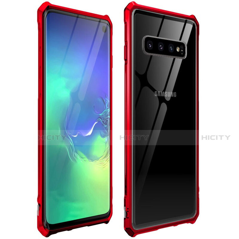 Funda Bumper Lujo Marco de Aluminio Espejo 360 Grados Carcasa para Samsung Galaxy S10 5G Rojo