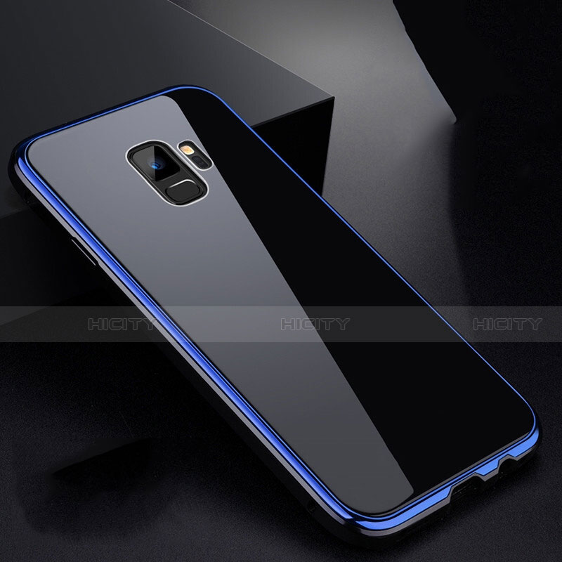 Funda Bumper Lujo Marco de Aluminio Espejo 360 Grados Carcasa para Samsung Galaxy S9 Azul y Negro