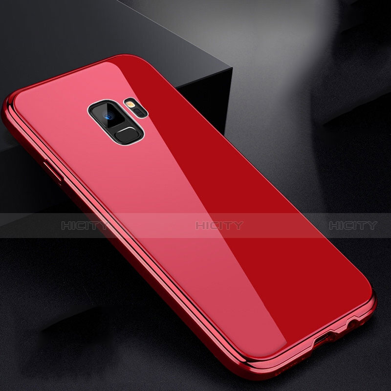 Funda Bumper Lujo Marco de Aluminio Espejo 360 Grados Carcasa para Samsung Galaxy S9 Rojo