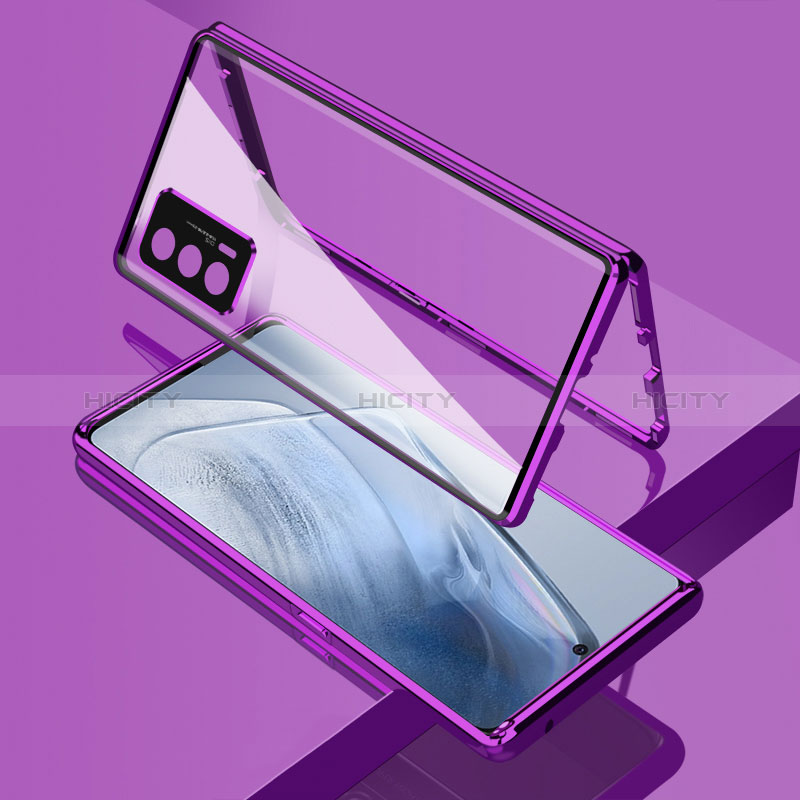 Funda Bumper Lujo Marco de Aluminio Espejo 360 Grados Carcasa para Vivo iQOO Neo5 5G Morado