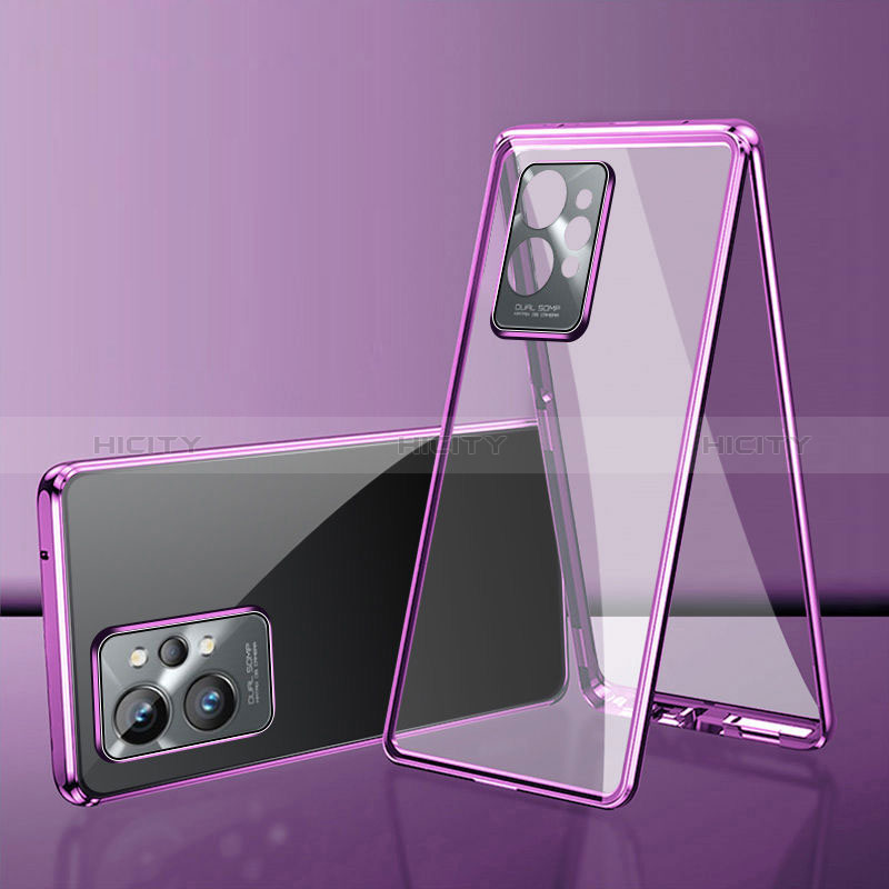 Funda Bumper Lujo Marco de Aluminio Espejo 360 Grados Carcasa para Vivo Y30 5G Morado