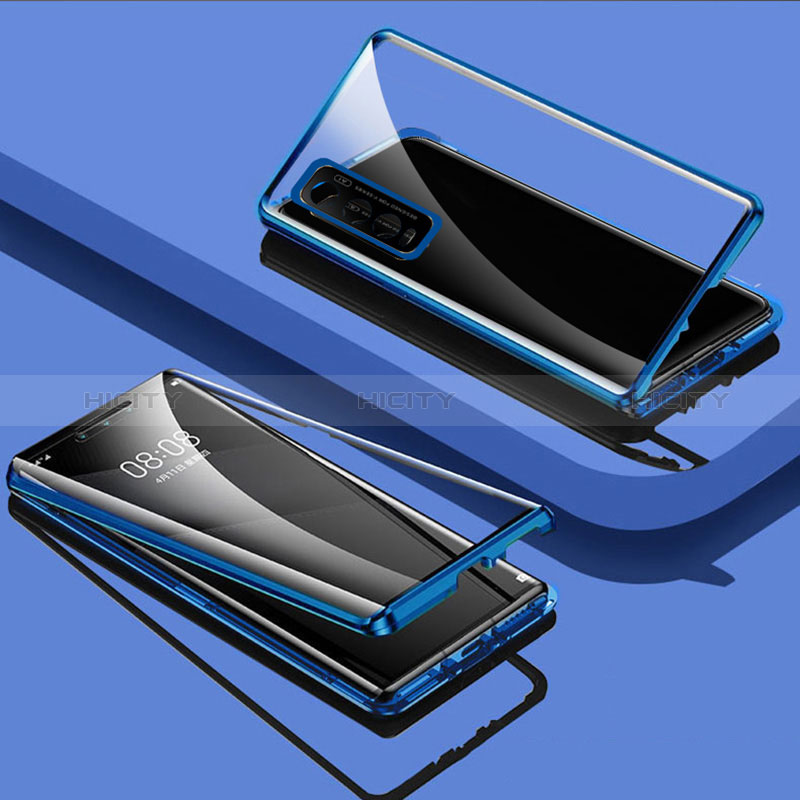 Funda Bumper Lujo Marco de Aluminio Espejo 360 Grados Carcasa para Vivo Y51s 5G Azul