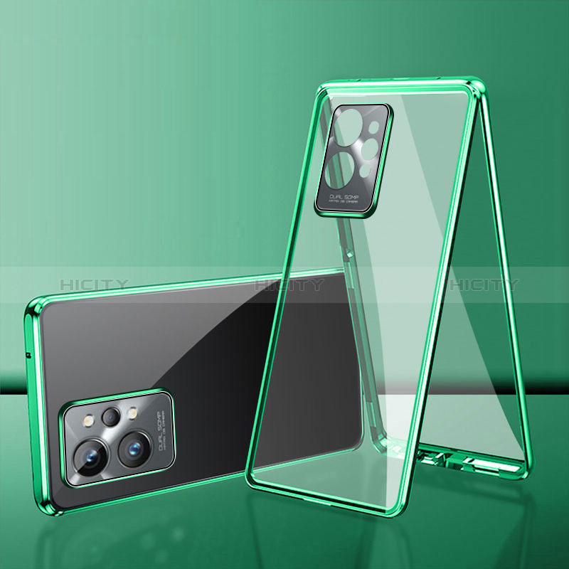 Funda Bumper Lujo Marco de Aluminio Espejo 360 Grados Carcasa para Vivo Y75 5G Verde