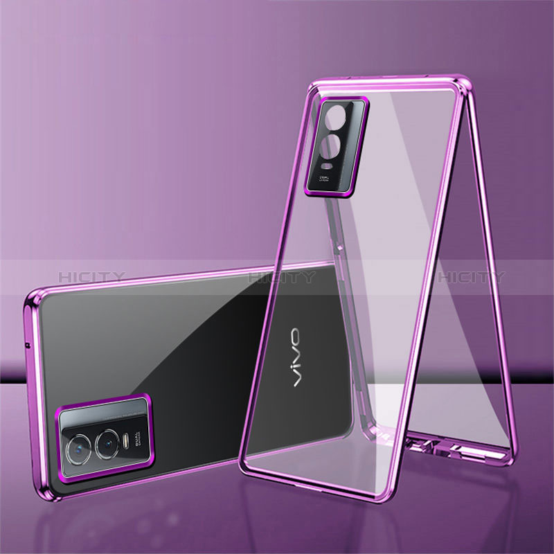 Funda Bumper Lujo Marco de Aluminio Espejo 360 Grados Carcasa para Vivo Y76s 5G