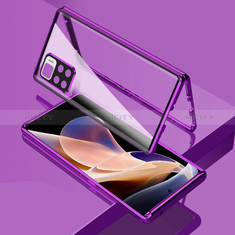 Funda Bumper Lujo Marco de Aluminio Espejo 360 Grados Carcasa para Xiaomi Mi 11i 5G (2022) Morado