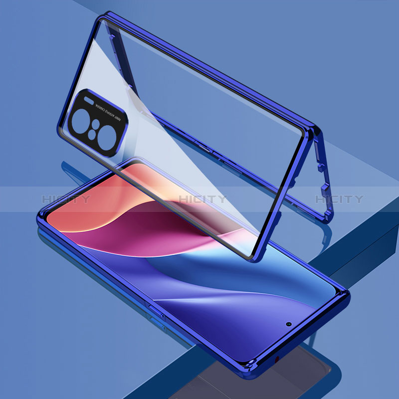 Funda Bumper Lujo Marco de Aluminio Espejo 360 Grados Carcasa para Xiaomi Mi 11i 5G Azul