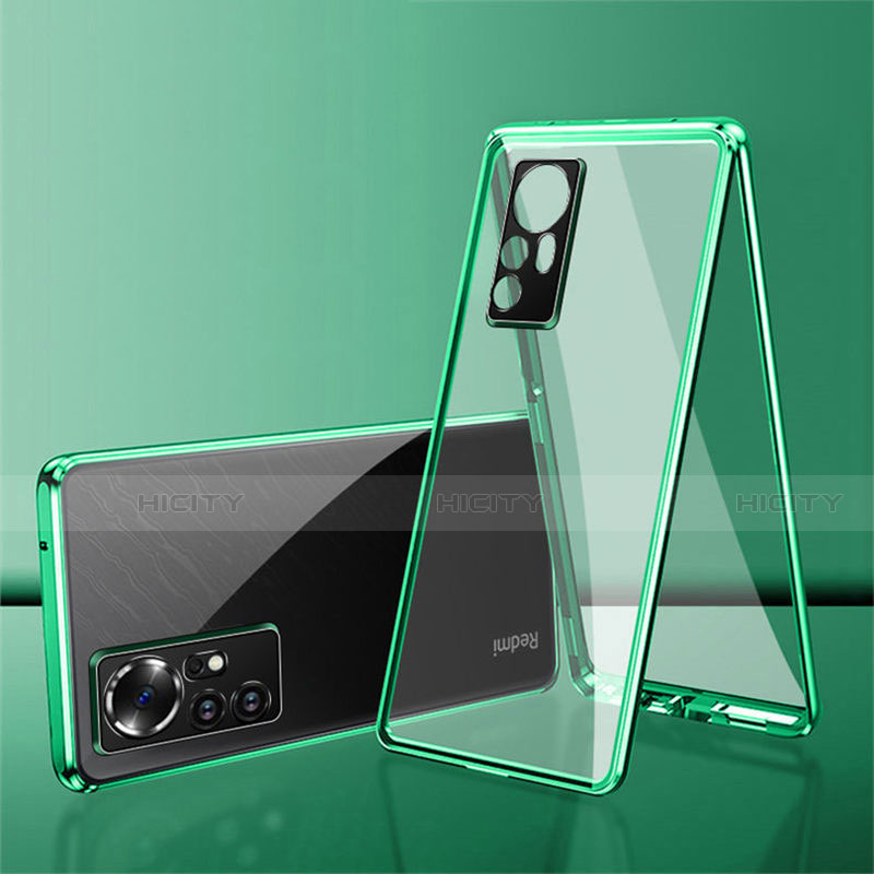 Funda Bumper Lujo Marco de Aluminio Espejo 360 Grados Carcasa para Xiaomi Mi 12 5G Verde