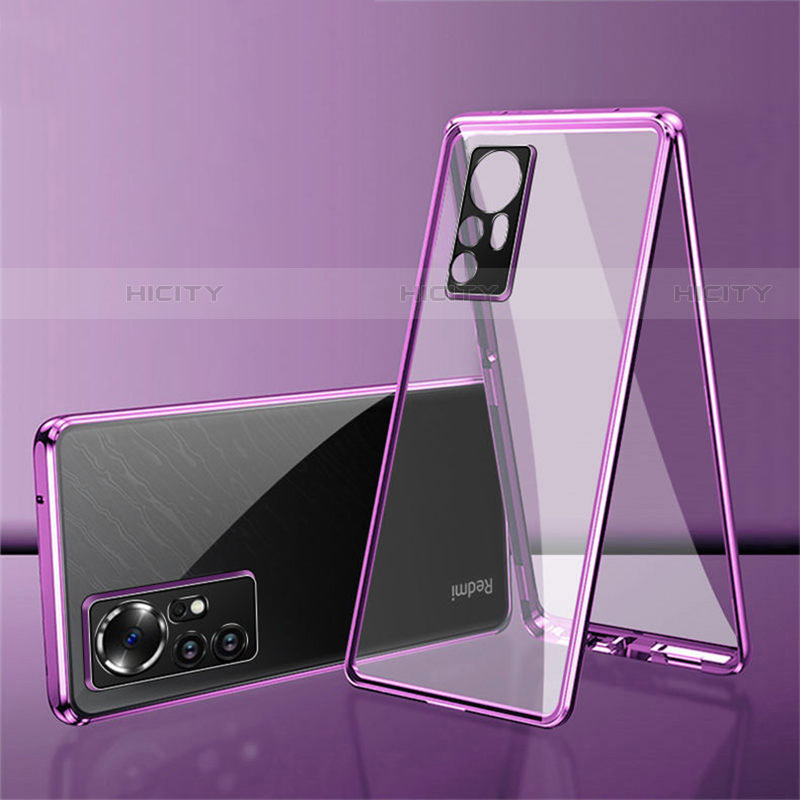 Funda Bumper Lujo Marco de Aluminio Espejo 360 Grados Carcasa para Xiaomi Mi 12S 5G Morado