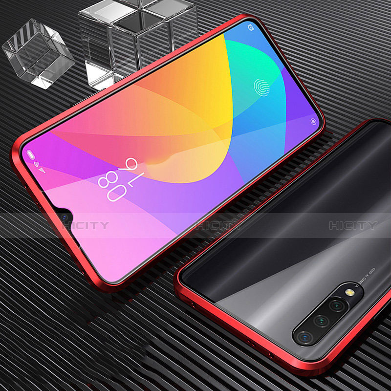 Funda Bumper Lujo Marco de Aluminio Espejo 360 Grados Carcasa para Xiaomi Mi A3 Rojo