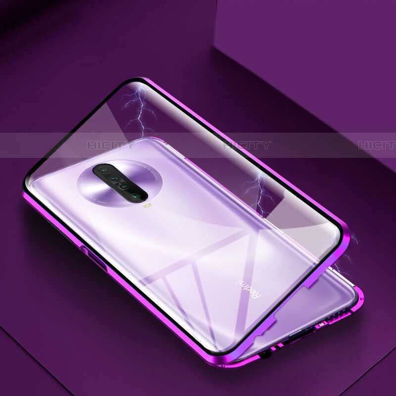 Funda Bumper Lujo Marco de Aluminio Espejo 360 Grados Carcasa para Xiaomi Poco X2 Morado