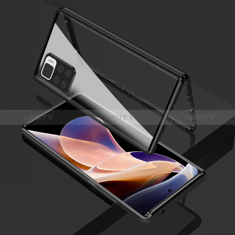 Funda Bumper Lujo Marco de Aluminio Espejo 360 Grados Carcasa para Xiaomi Poco X4 NFC Negro