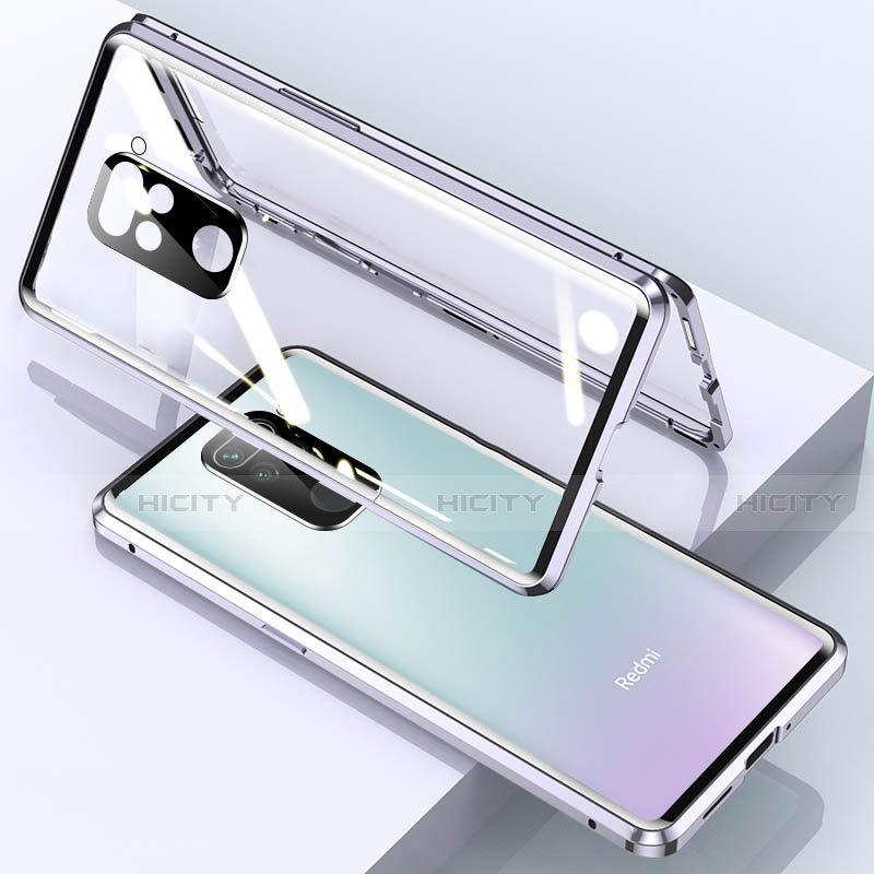 Funda Bumper Lujo Marco de Aluminio Espejo 360 Grados Carcasa para Xiaomi Redmi 10X 4G Plata