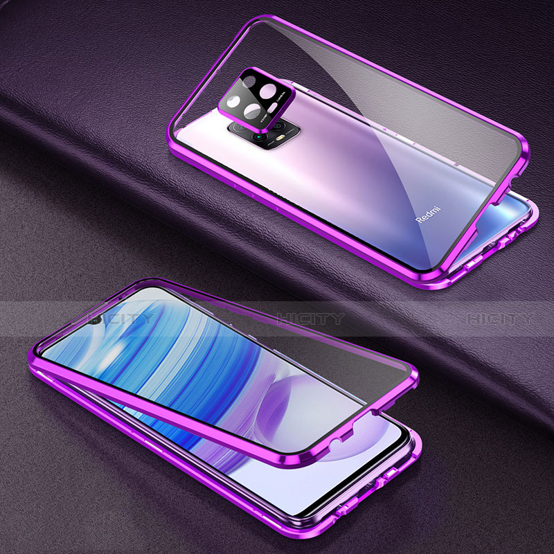 Funda Bumper Lujo Marco de Aluminio Espejo 360 Grados Carcasa para Xiaomi Redmi 10X 5G Morado