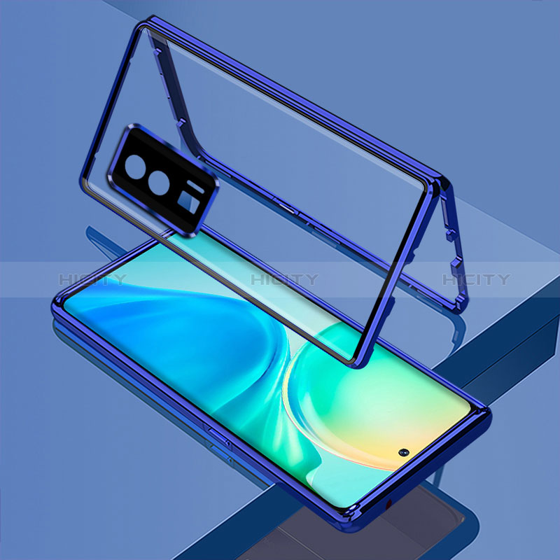 Funda Bumper Lujo Marco de Aluminio Espejo 360 Grados Carcasa para Xiaomi Redmi K60 5G Azul