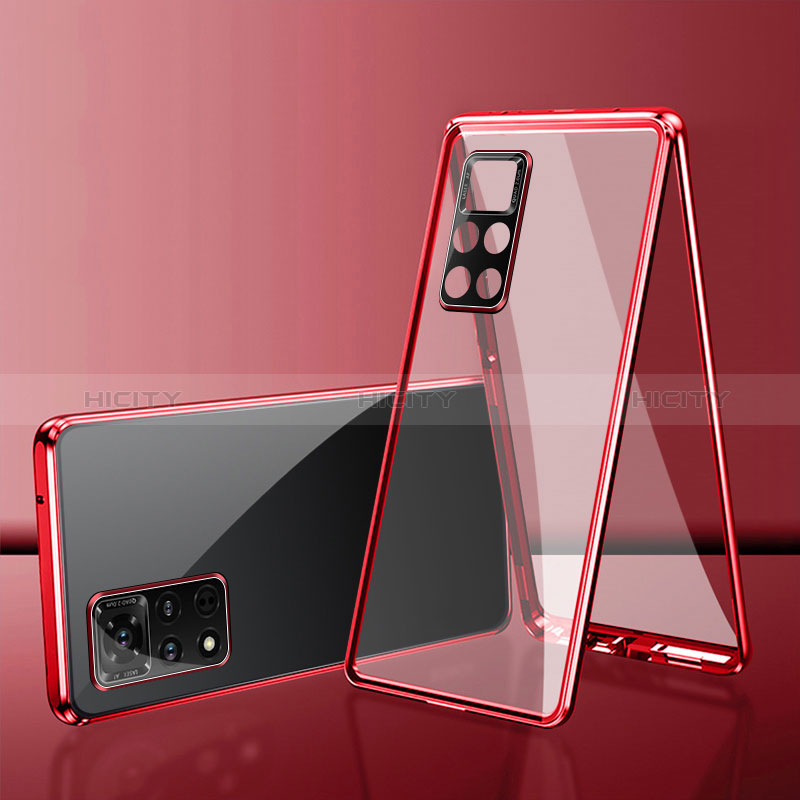 Funda Bumper Lujo Marco de Aluminio Espejo 360 Grados Carcasa para Xiaomi Redmi Note 11S 4G Rojo