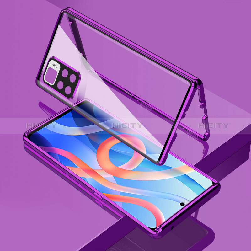 Funda Bumper Lujo Marco de Aluminio Espejo 360 Grados Carcasa para Xiaomi Redmi Note 11T 5G Morado