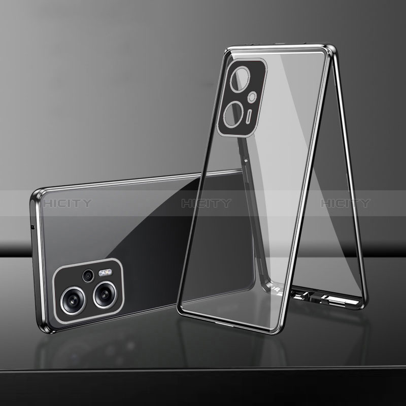 Funda Bumper Lujo Marco de Aluminio Espejo 360 Grados Carcasa para Xiaomi Redmi Note 11T Pro 5G Negro