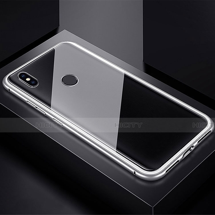 Funda Bumper Lujo Marco de Aluminio Espejo 360 Grados Carcasa para Xiaomi Redmi Note 7 Plata