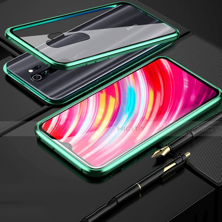 Funda Bumper Lujo Marco de Aluminio Espejo 360 Grados Carcasa para Xiaomi Redmi Note 8 Pro Verde