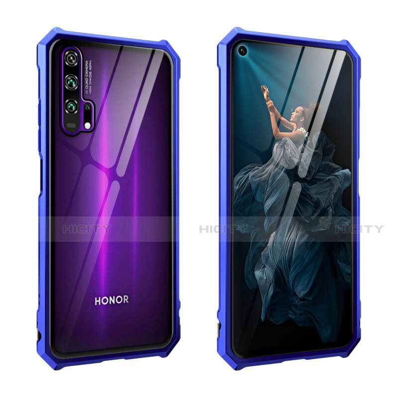 Funda Bumper Lujo Marco de Aluminio Espejo 360 Grados Carcasa T01 para Huawei Honor 20 Pro Azul