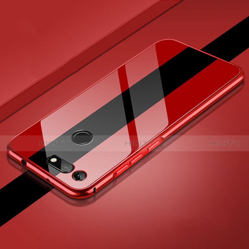 Funda Bumper Lujo Marco de Aluminio Espejo 360 Grados Carcasa T01 para Huawei Honor V20 Rojo