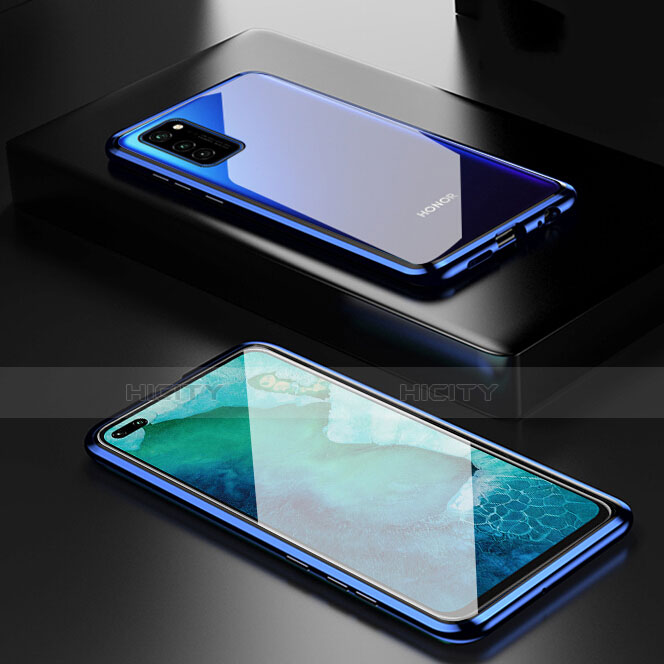 Funda Bumper Lujo Marco de Aluminio Espejo 360 Grados Carcasa T01 para Huawei Honor V30 Pro 5G Azul