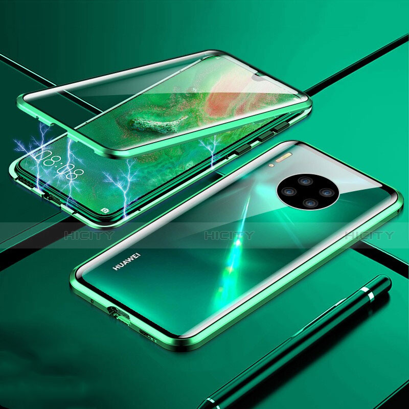 Funda Bumper Lujo Marco de Aluminio Espejo 360 Grados Carcasa T01 para Huawei Mate 30 5G Verde