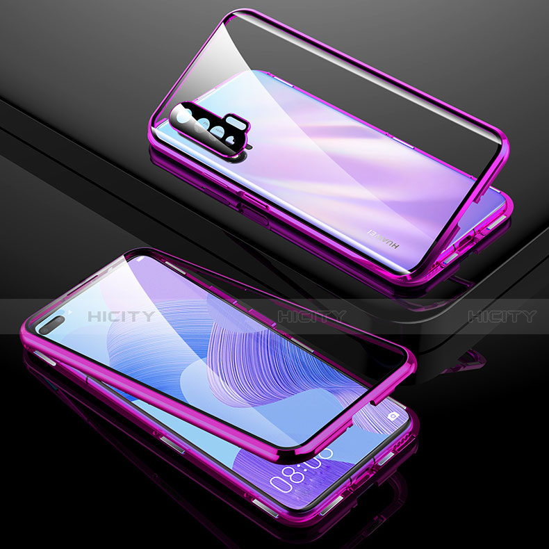 Funda Bumper Lujo Marco de Aluminio Espejo 360 Grados Carcasa T01 para Huawei Nova 6 Morado