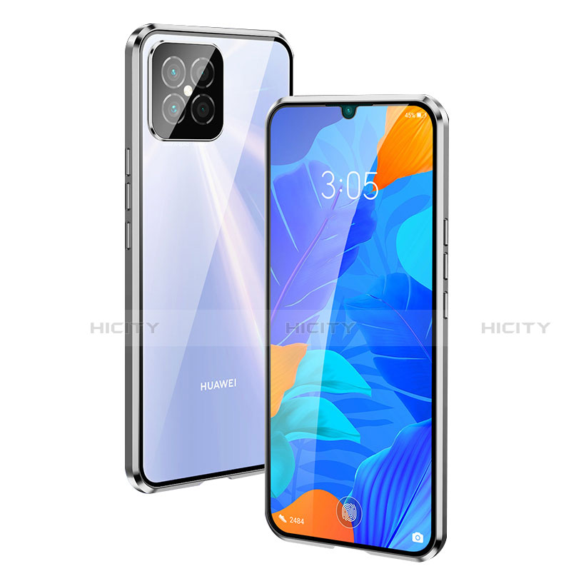 Funda Bumper Lujo Marco de Aluminio Espejo 360 Grados Carcasa T01 para Huawei Nova 8 SE 5G Plata