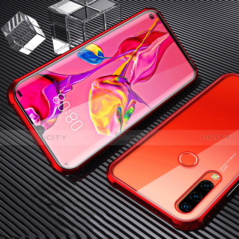 Funda Bumper Lujo Marco de Aluminio Espejo 360 Grados Carcasa T01 para Huawei P30 Lite New Edition Rojo