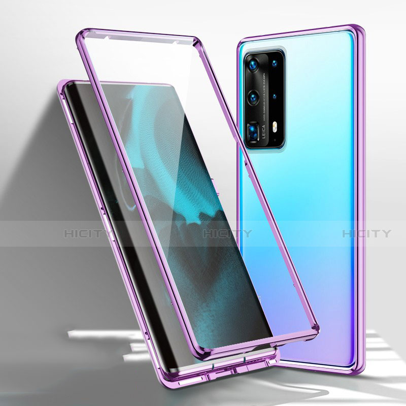 Funda Bumper Lujo Marco de Aluminio Espejo 360 Grados Carcasa T01 para Huawei P40 Pro+ Plus