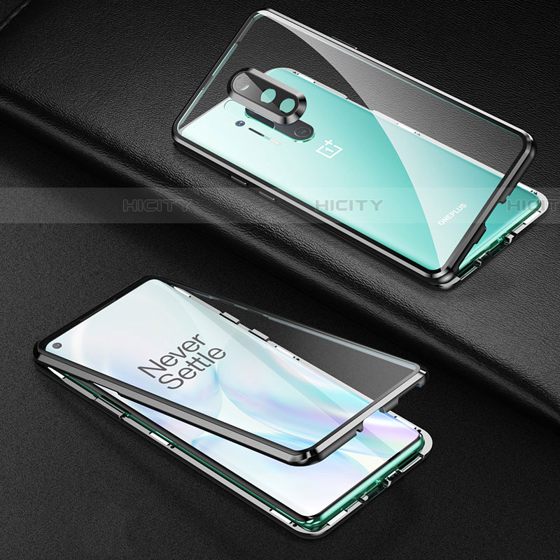 Funda Bumper Lujo Marco de Aluminio Espejo 360 Grados Carcasa T01 para OnePlus 8 Pro Negro