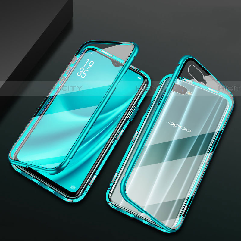 Funda Bumper Lujo Marco de Aluminio Espejo 360 Grados Carcasa T01 para Oppo R17 Neo Verde