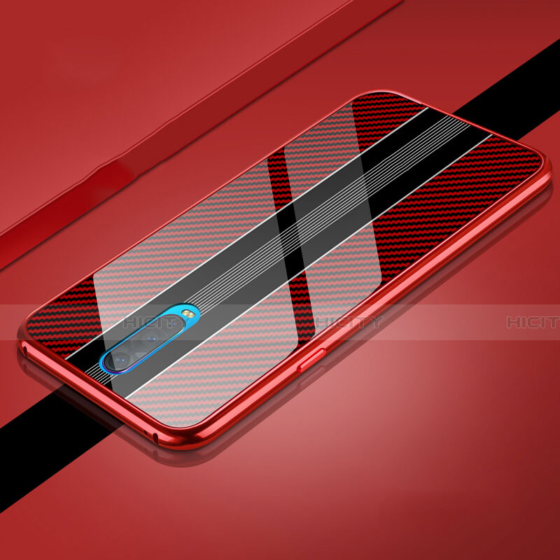 Funda Bumper Lujo Marco de Aluminio Espejo 360 Grados Carcasa T01 para Oppo R17 Pro Rojo